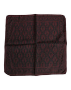 Dolce & Gabbana Maroon Black Printed Square Men Foulard Scarf