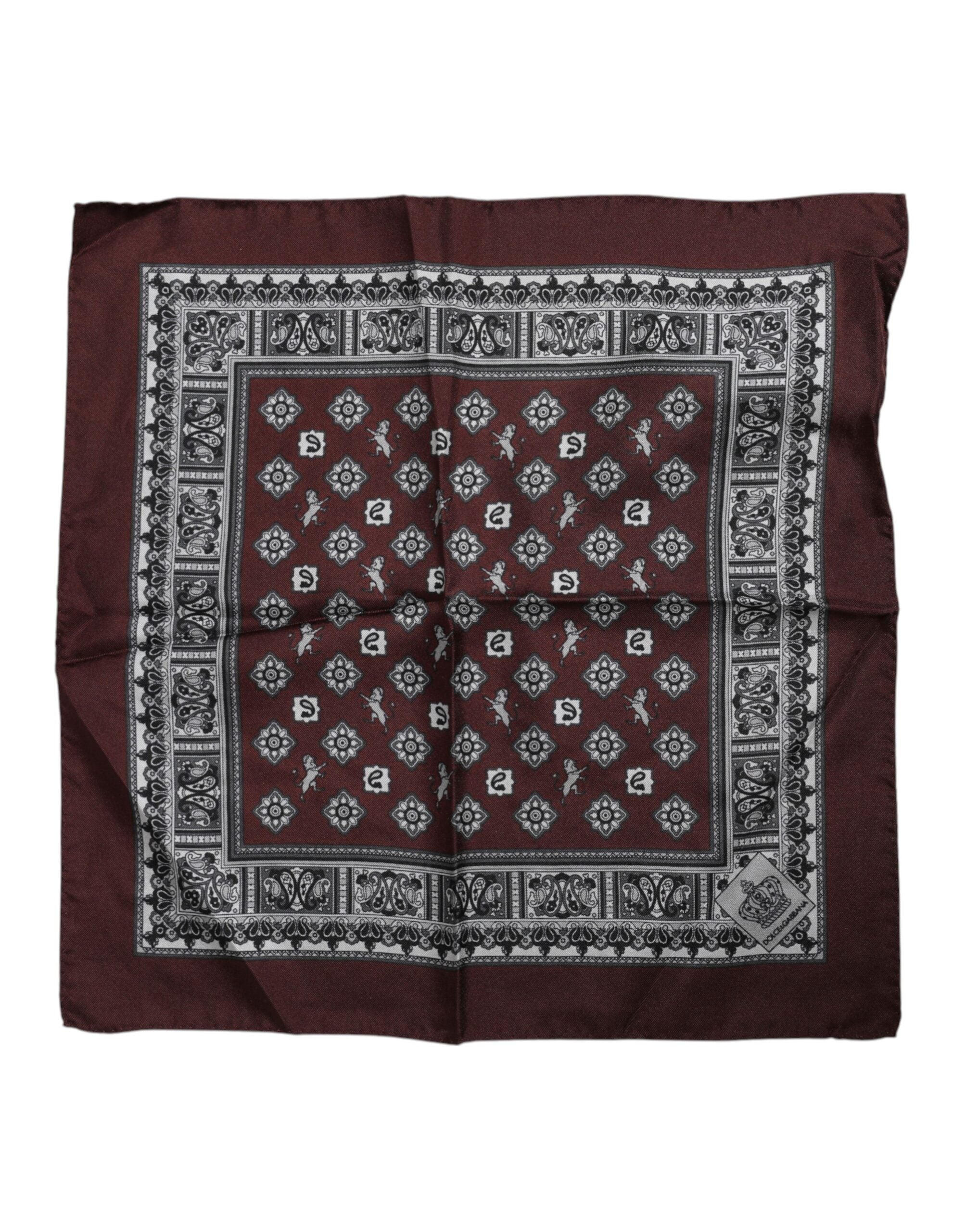 Dolce & Gabbana Bordeaux Bandana Silk Square Handkerchief Scarf