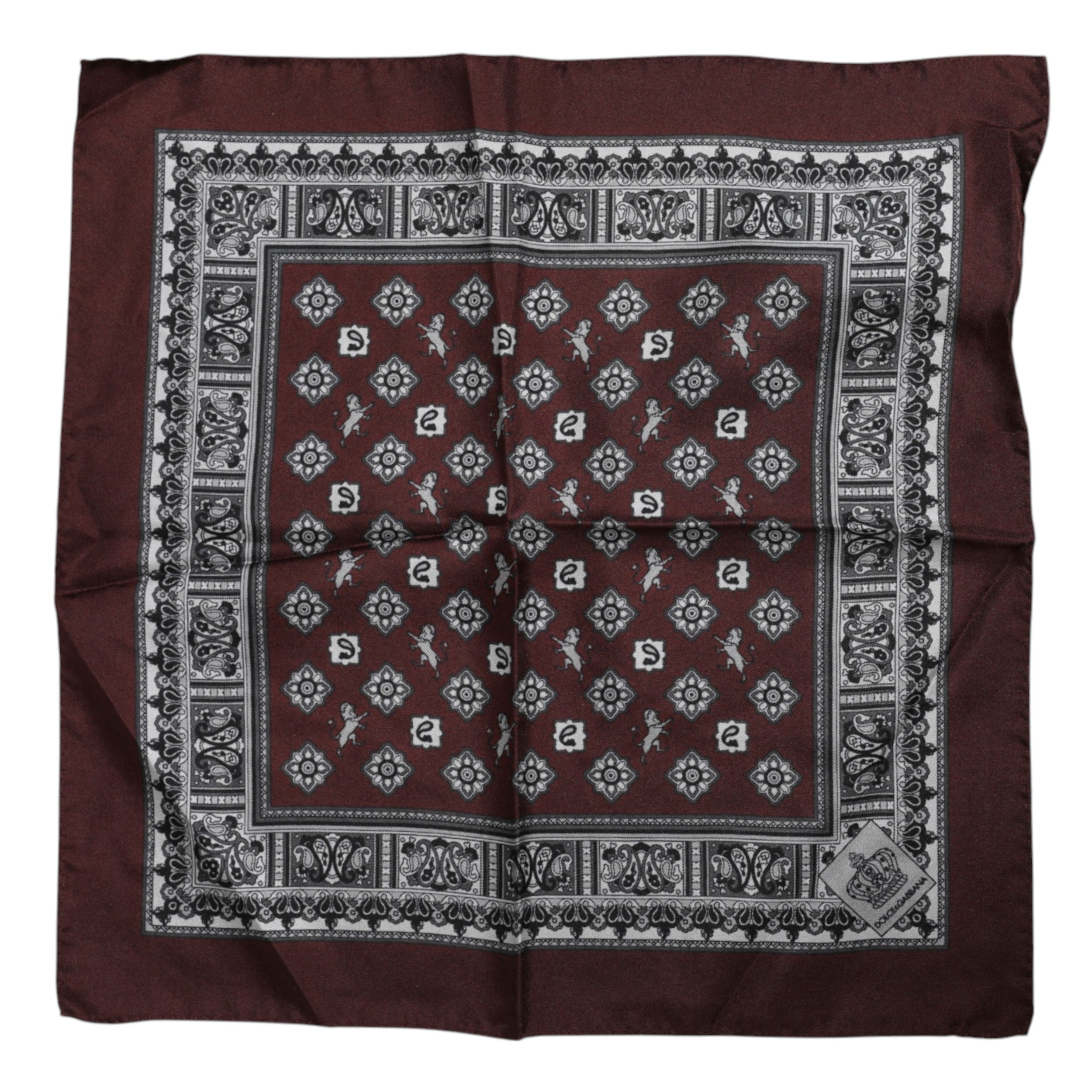 Dolce & Gabbana Bordeaux Bandana Silk Square Handkerchief Scarf