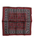 Dolce & Gabbana Maroon Monkey Print Silk Square Foulard Scarf