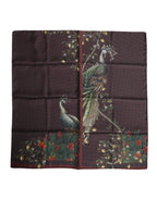 Dolce & Gabbana Brown Peacock Print Square Men Foulard Scarf