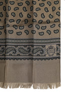Dolce & Gabbana Brown Printed Neck Warmer Men Foulard Scarf