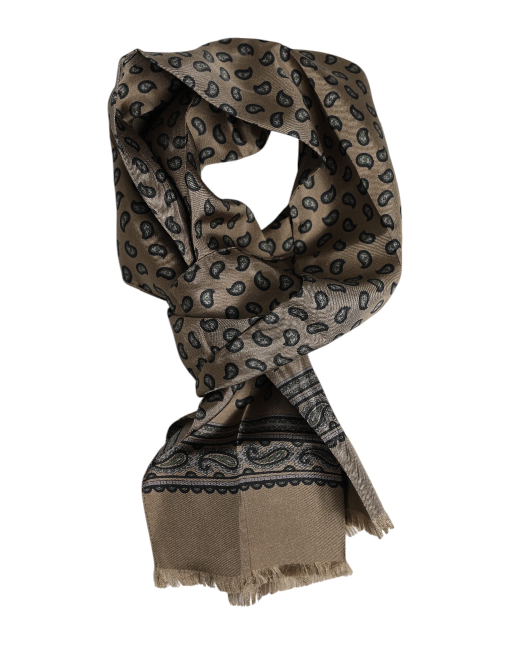 Dolce & Gabbana Brown Printed Neck Warmer Men Foulard Scarf