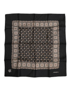 Dolce & Gabbana Black Brown Patterned Square Foulard Scarf