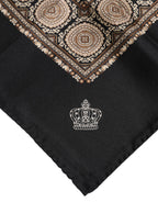 Dolce & Gabbana Black Brown Patterned Square Foulard Scarf