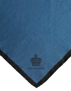 Dolce & Gabbana Blue DG Crown Silk Square Men Foulard Scarf