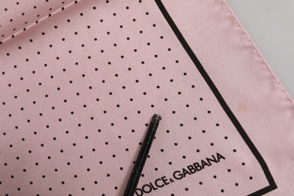 Dolce & Gabbana Beige Dotted Silk Square Men Foulard Scarf