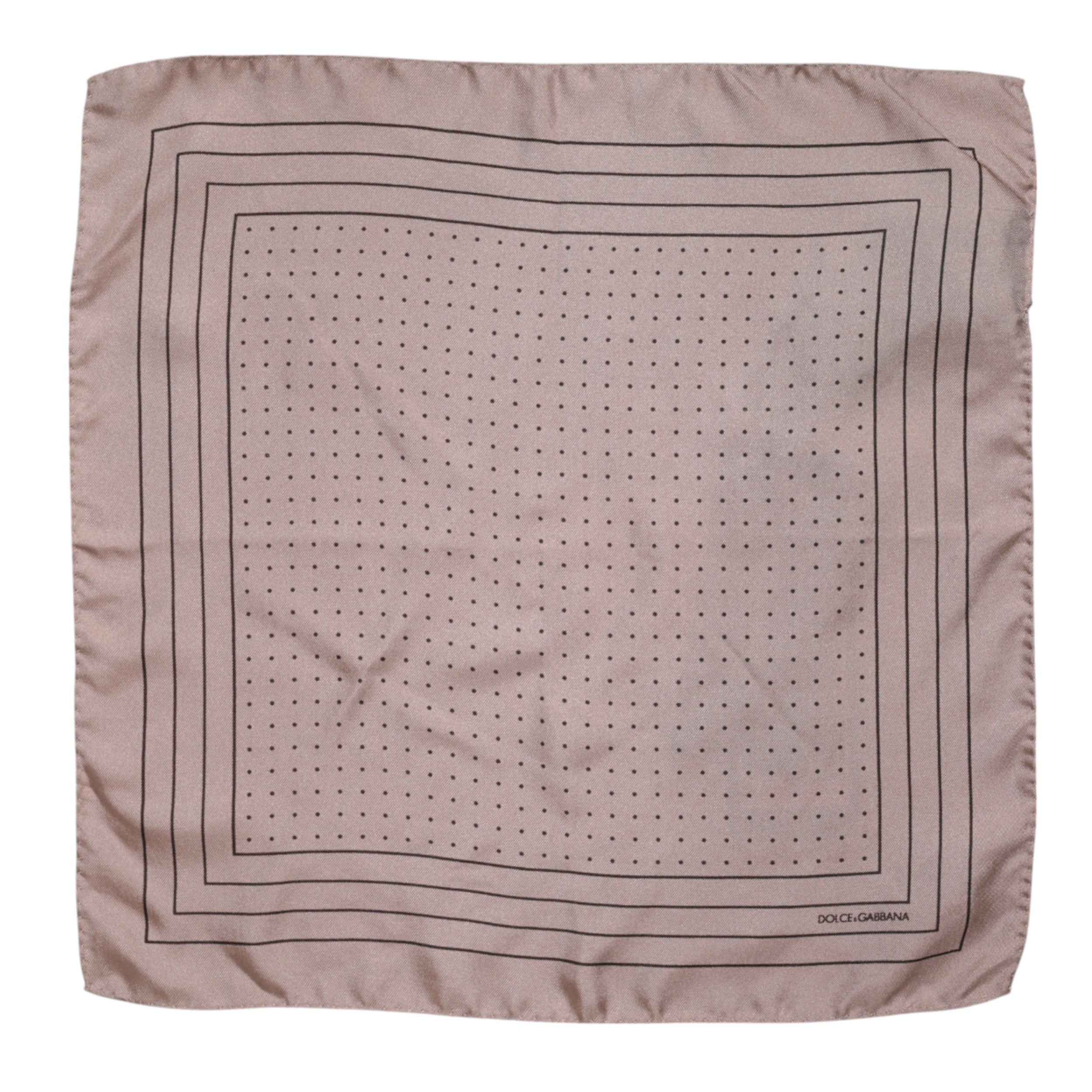 Dolce & Gabbana Beige Dotted Silk Square Men Foulard Scarf