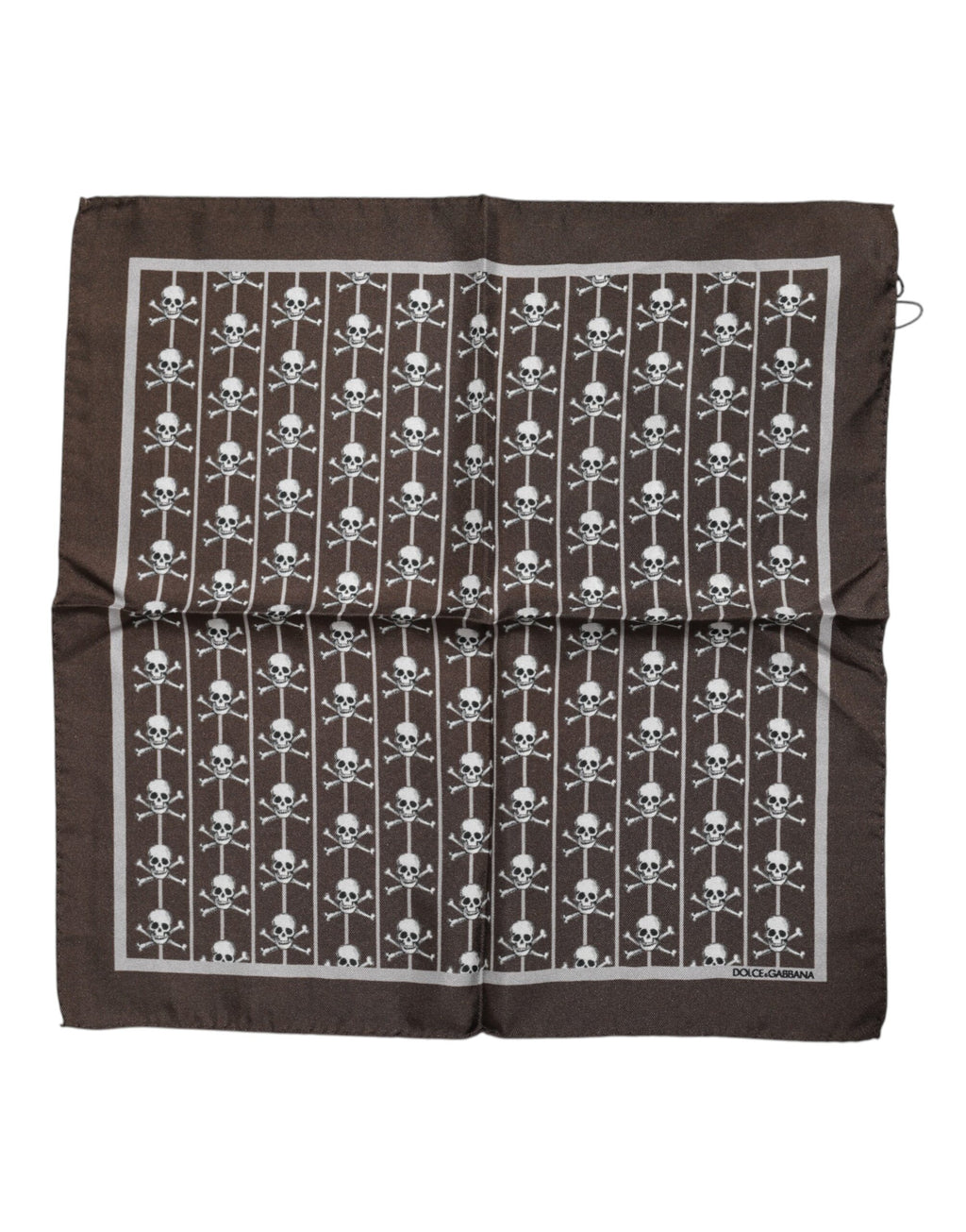 Dolce & Gabbana Brown Skull Silk Square Men Foulard Scarf