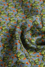 Dolce & Gabbana Gray Green Cactus Print Square Foulard Scarf