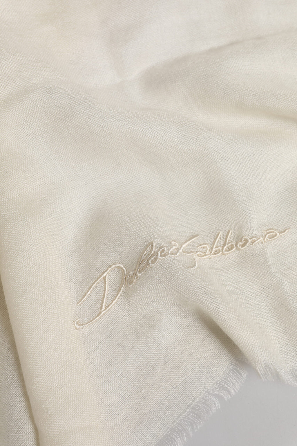 Dolce & Gabbana White Cashmere Neck Warmer Wrap Shawl Scarf
