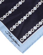 Dolce & Gabbana Blue Printed Silk Square Men Foulard Scarf