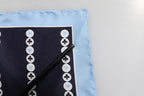 Dolce & Gabbana Blue Printed Silk Square Men Foulard Scarf
