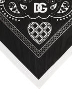 Dolce & Gabbana Black White Bandana Square Men Foulard Scarf