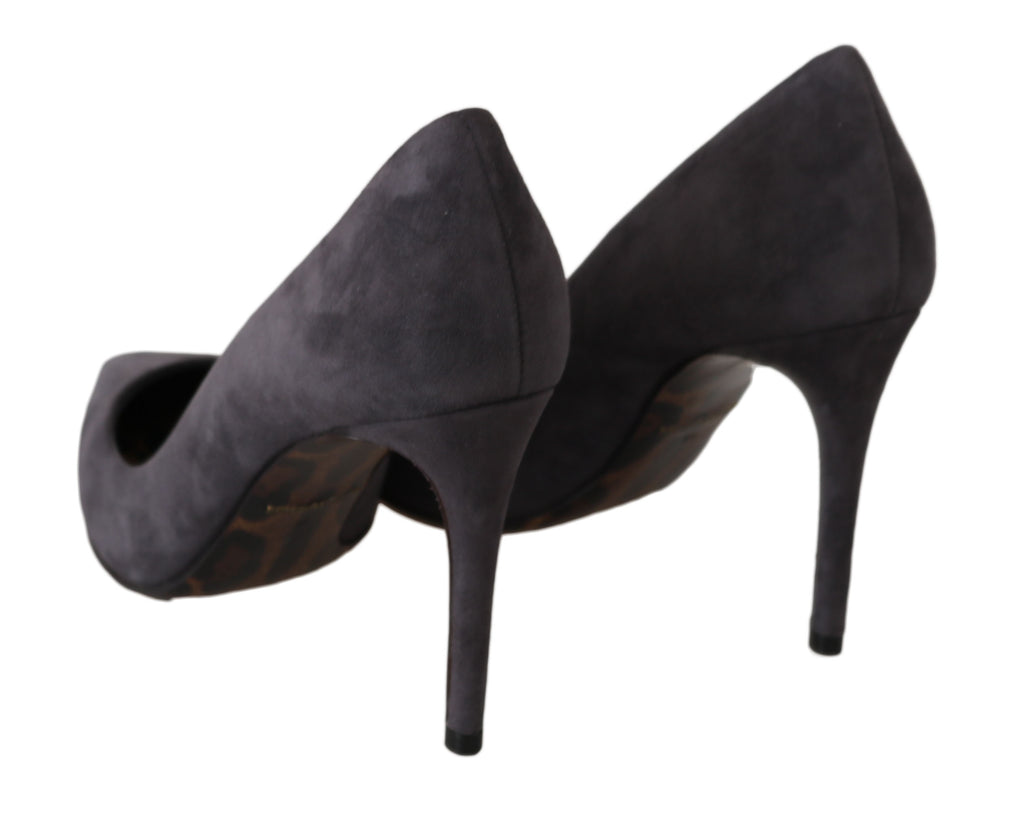Dolce & Gabbana Gray Suede Leather Stiletto  Shoes Heels