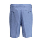 Fendi Light Blue Linen Bermuda Shorts