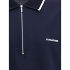Ferragamo Blue Cotton Polo Shirt