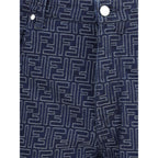 Fendi Blue Cotton Bermuda Shorts