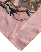 Dolce & Gabbana Pink Silk Floral Print Square Foulard Scarf