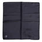 Dolce & Gabbana Blue DG Crown Silk Square Men Foulard Scarf