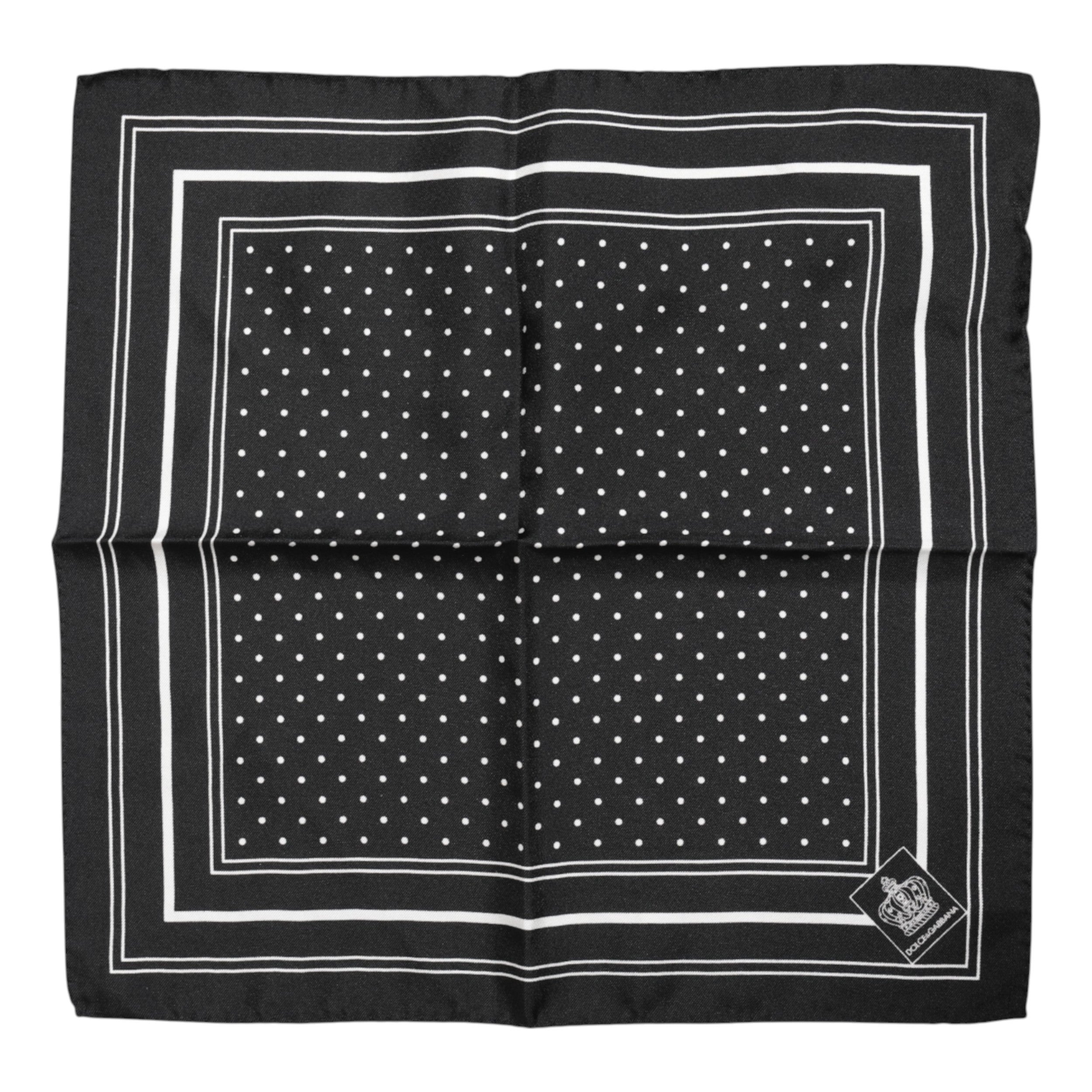 Dolce & Gabbana Black White Polka Dot Men Foulard Scarf