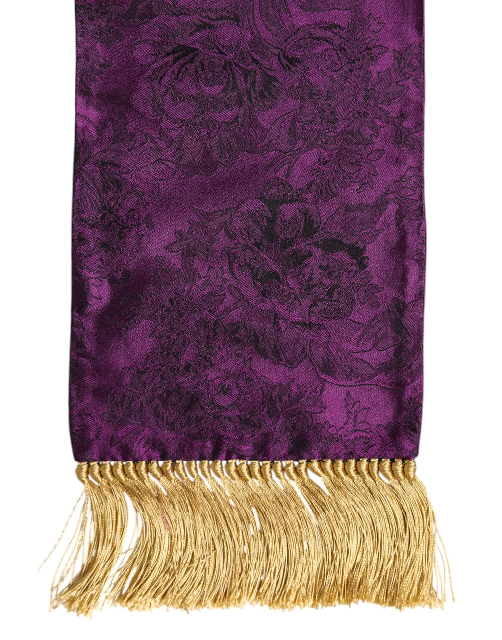 Dolce & Gabbana Purple Silk Fringes Cross Men Foulard Scarf