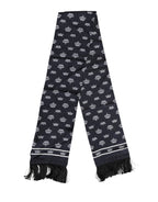 Dolce & Gabbana Black Silk Crown Fringes Men Foulard Scarf