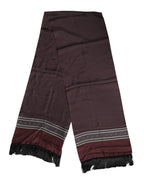 Dolce & Gabbana Maroon Dotted Silk Fringes Foulard Scarf