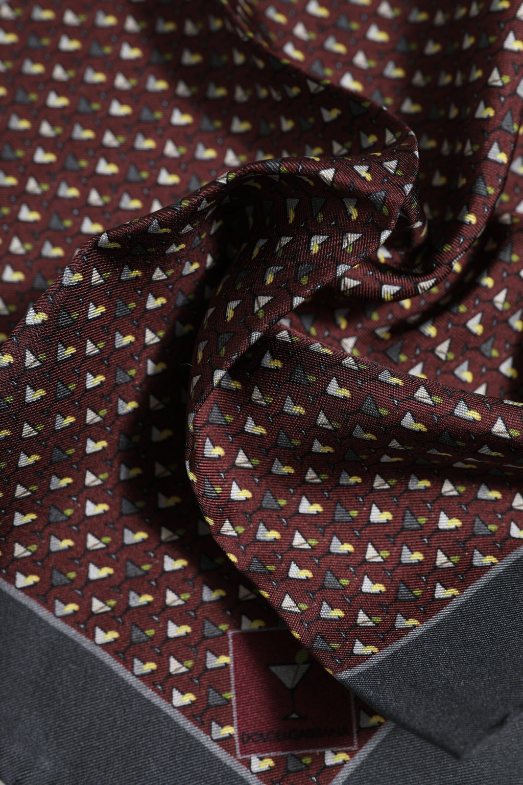 Dolce & Gabbana Maroon Cocktail Silk Square Foulard Scarf