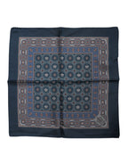 Dolce & Gabbana Blue Printed Silk Square Men Foulard Scarf