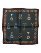 Dolce & Gabbana Green Medals Silk Square Foulard Scarf