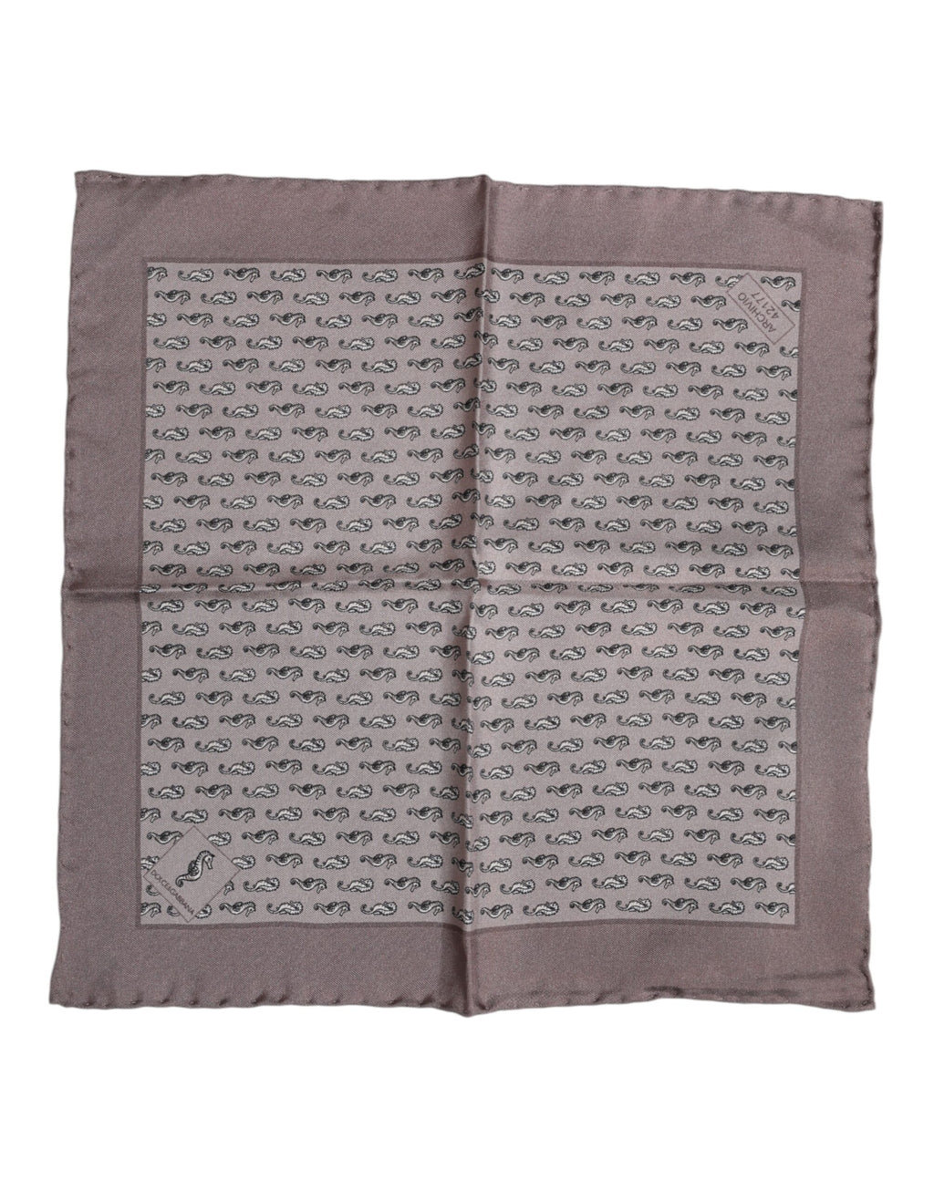 Dolce & Gabbana Brown Sea Horse Silk Square Foulard Scarf
