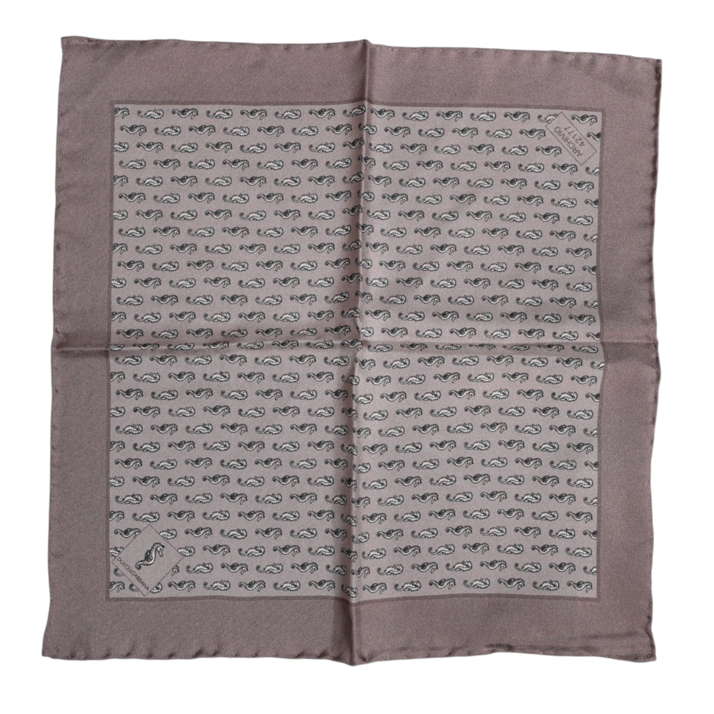 Dolce & Gabbana Brown Sea Horse Silk Square Foulard Scarf