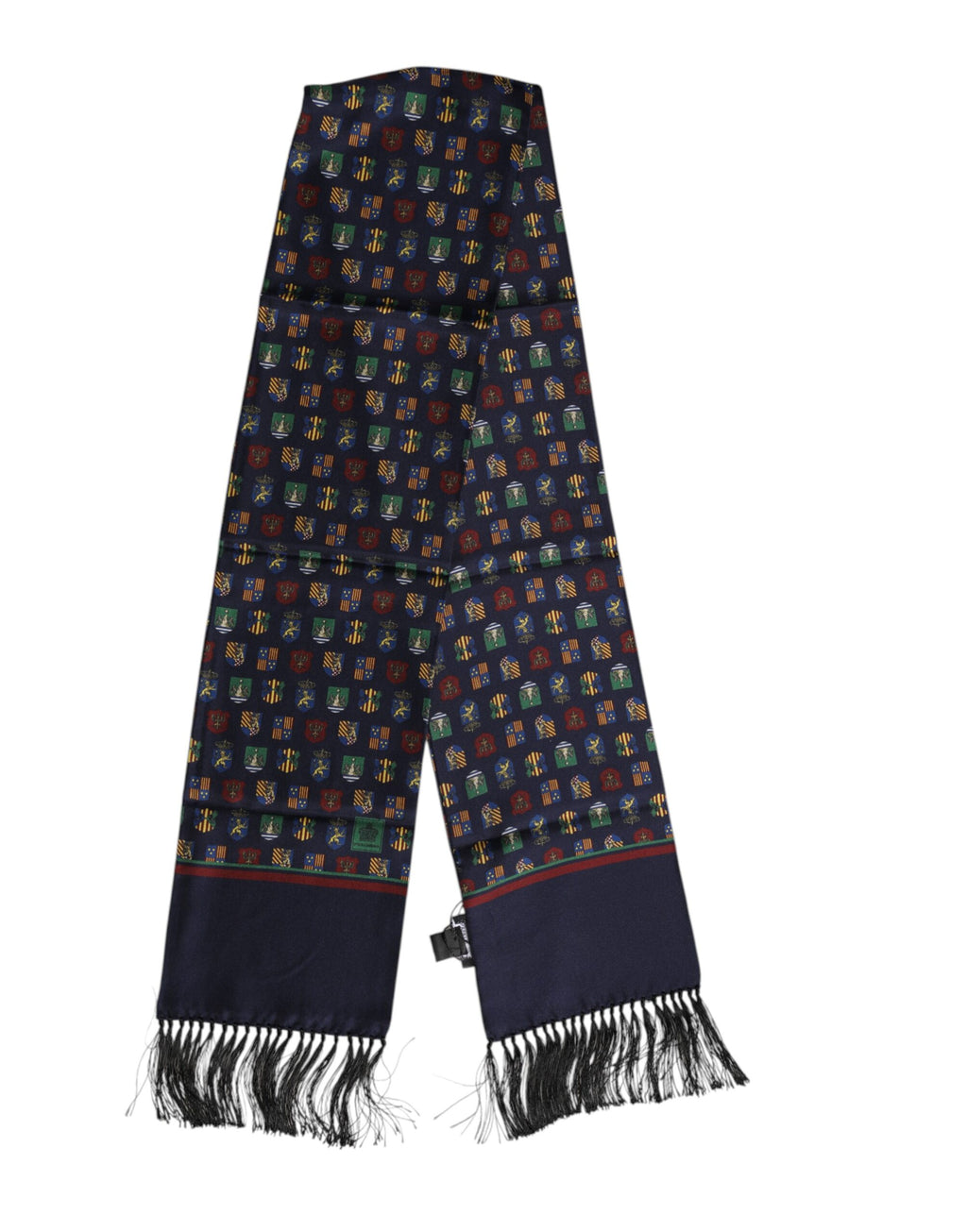 Dolce & Gabbana Blue Silk Printed Fringes Foulard Scarf