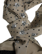 Dolce & Gabbana Gray Skulls Silk Fringes Men Foulard Scarf