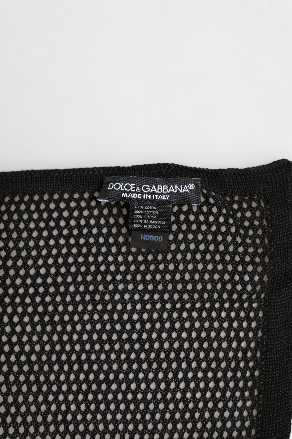 Dolce & Gabbana Black Patterned Cotton Square Foulard Scarf