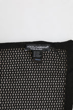 Dolce & Gabbana Black Patterned Cotton Square Foulard Scarf