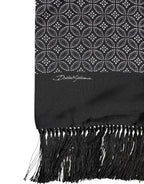 Dolce & Gabbana Black Patterned Fringes Men Foulard Scarf