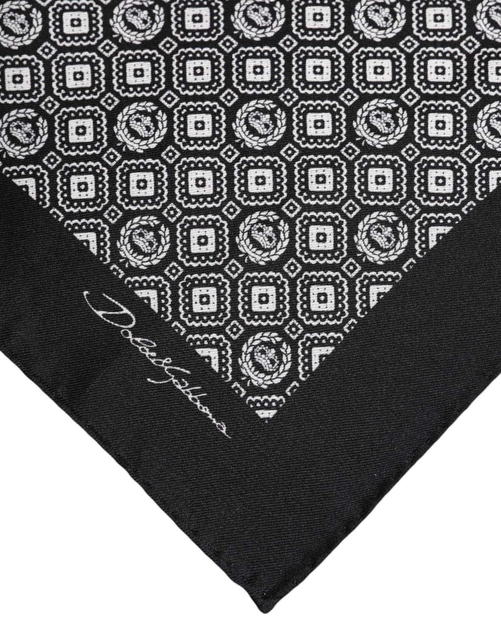 Dolce & Gabbana Black White Patterned Square Foulard Scarf