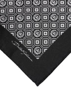 Dolce & Gabbana Black White Patterned Square Foulard Scarf