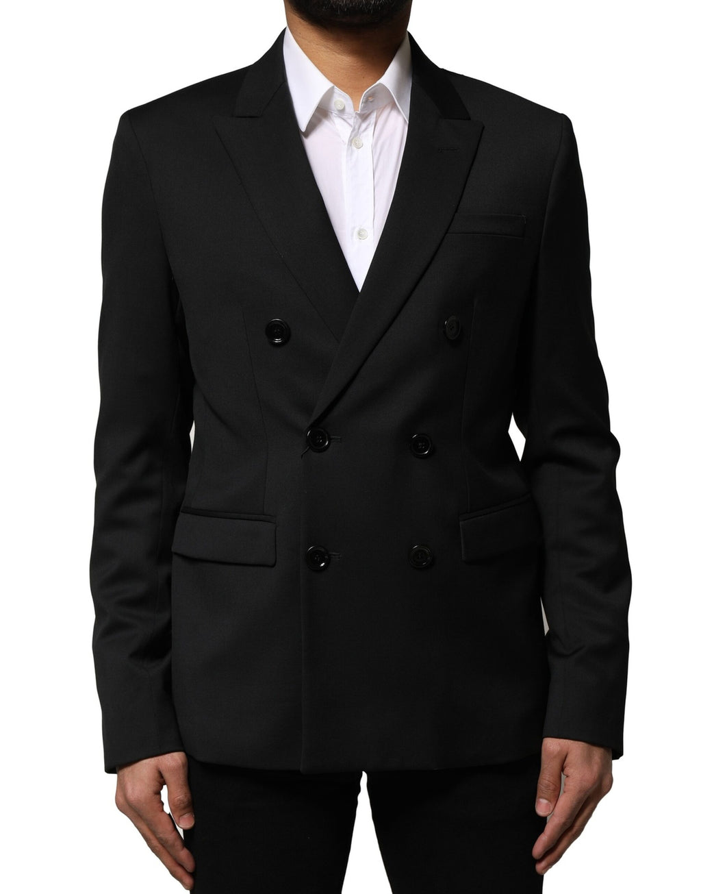 Emporio Armani Black Double Breasted Men Jacket Suit Blazer