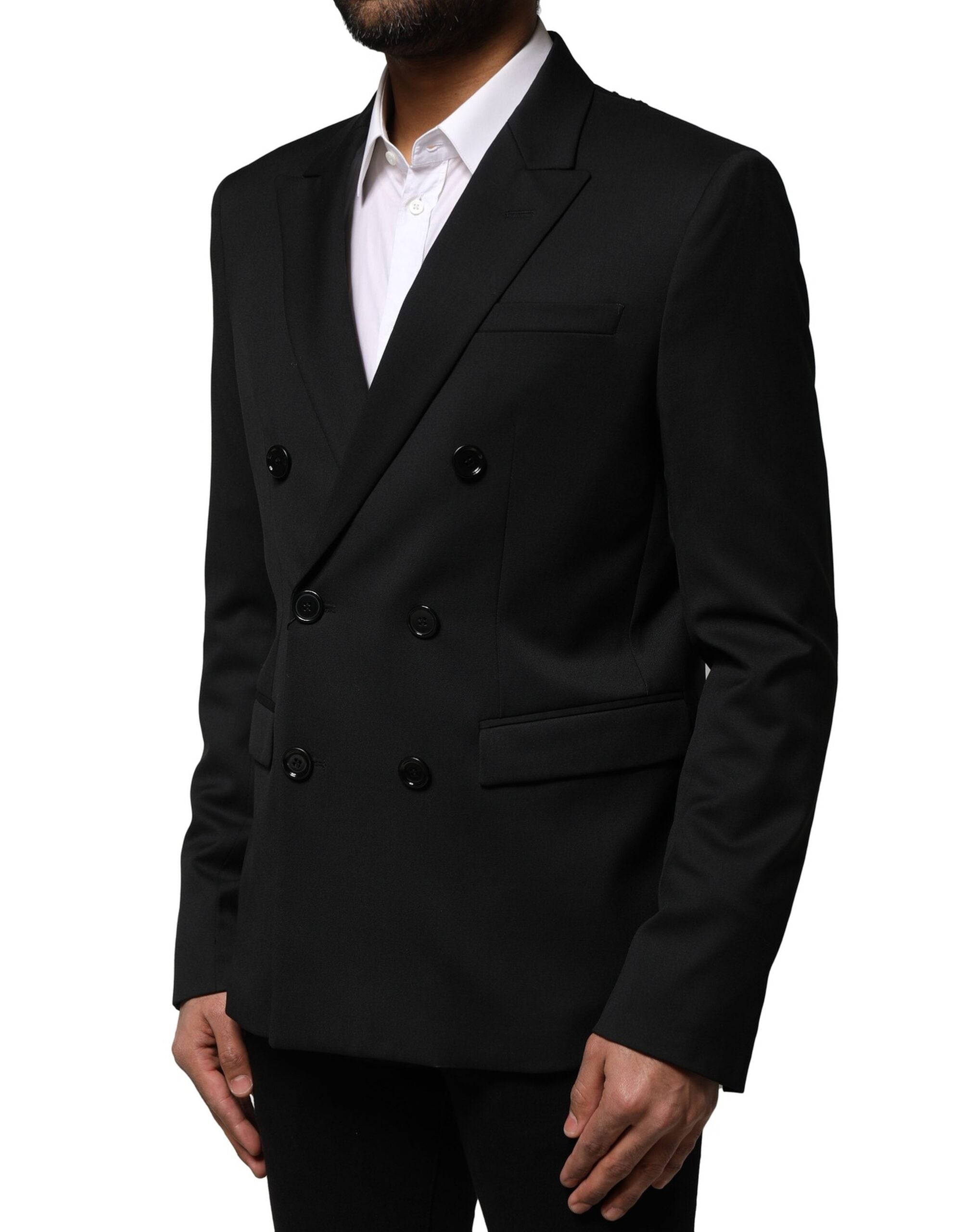 Emporio Armani Black Double Breasted Men Jacket Suit Blazer