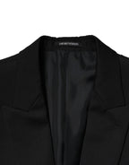 Emporio Armani Black Double Breasted Men Jacket Suit Blazer