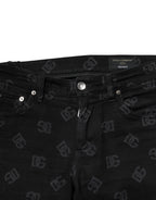 Dolce & Gabbana Black Cotton DG Logo Skinny Men Denim Jeans