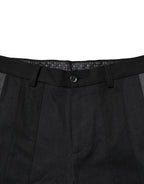 Dolce & Gabbana Black Gray Cotton Tapered Men Pants