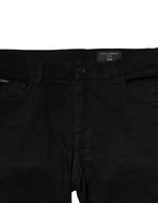 Dolce & Gabbana Black Cotton Tattered Slim Fit Men Denim Jeans