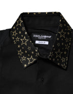Dolce & Gabbana Black Cotton GOLD Long Sleeves Dress Shirt