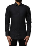 Dolce & Gabbana Black Cotton GOLD Long Sleeves Dress Shirt
