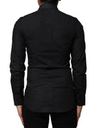 Dolce & Gabbana Black Cotton GOLD Long Sleeves Dress Shirt