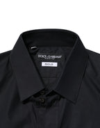 Dolce & Gabbana Black Cotton GOLD Long Sleeves Dress Shirt